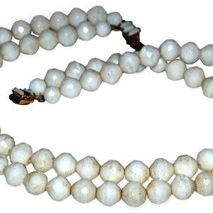 Milk White Faceted Beads With Coordinated Clasp